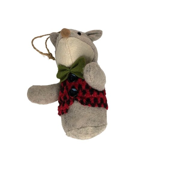 Christmas Ornament Stuffed Animal Plush Bowtie Mole Mouse Holiday Tree Wreath De - Picture 4 of 8